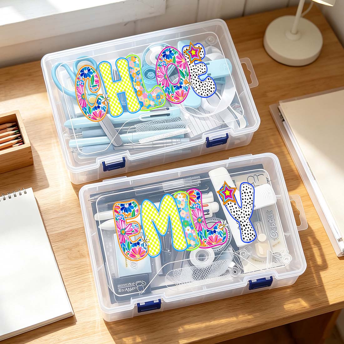 Personalized Pencil Boxes Stationery Set Back to school Durable Plastic