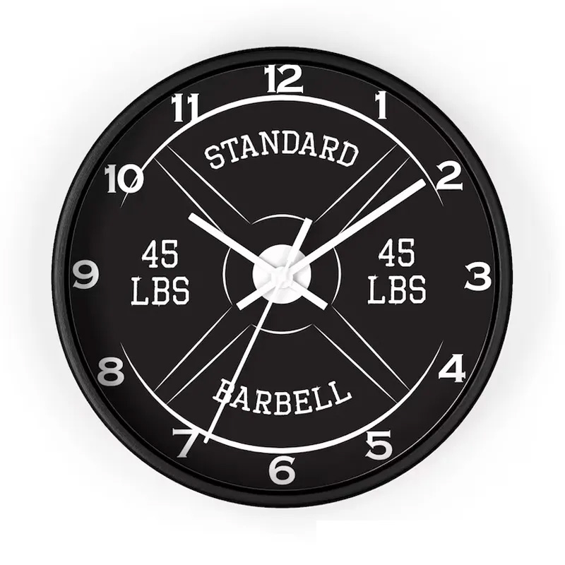 Personalized Gym Wall Clock 45lb Barbell Gym Clock Silent Analog Wall Decor Workout Clock Wall Clock for Gym Lover