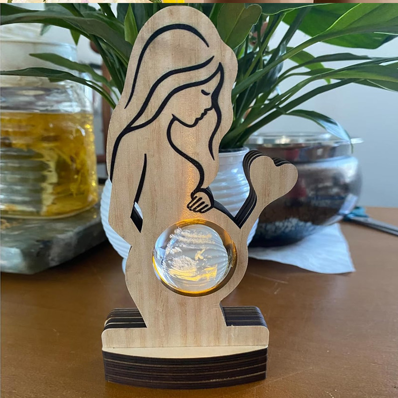 Personalized Baby Ultrasound Photo Frame Sign Customized B-ultrasound Photo 3d Crystal Ball Light Pregnant Wife Gifts From Husband Expecting Mom Gift