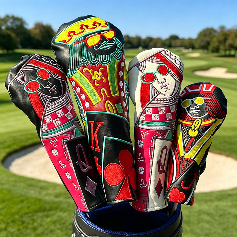 Golf Club Cover JQK Playing Cards King No. 1 Club Head Fairway Wood Cover