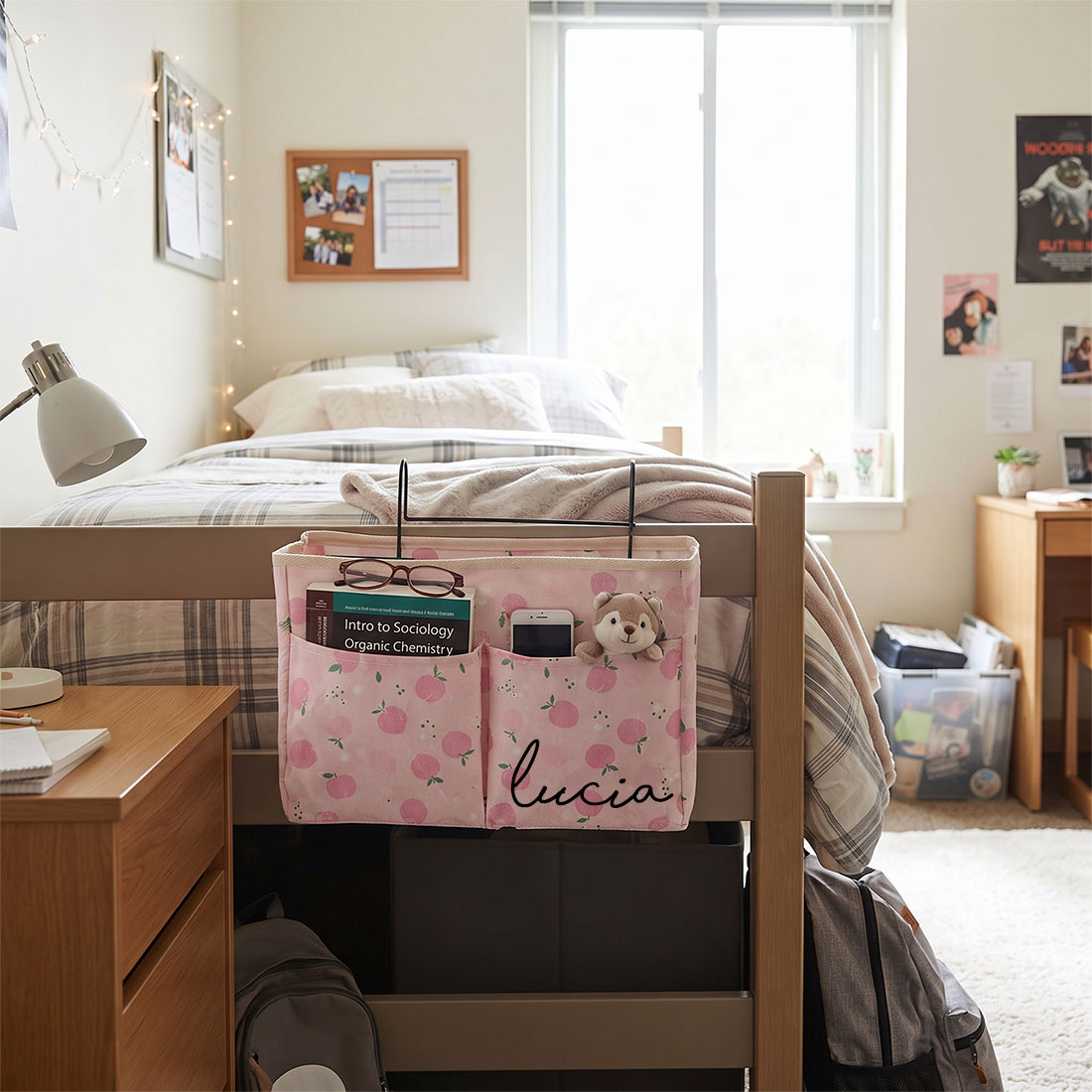 Bedside Storage Rack Dorm Room Storage Hanging Bag Fabric Hanging Basket for College Students