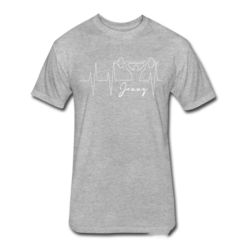 Personalized Heartbeat Couple Classic T-Shirt with Name Weightlifting Gift Bodybuilding Powerlifting for Gym Lover
