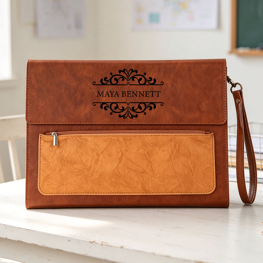 Leather Document Bag File Folder File Holder Thickened Document Bag Office Storage Bag Large Capacity