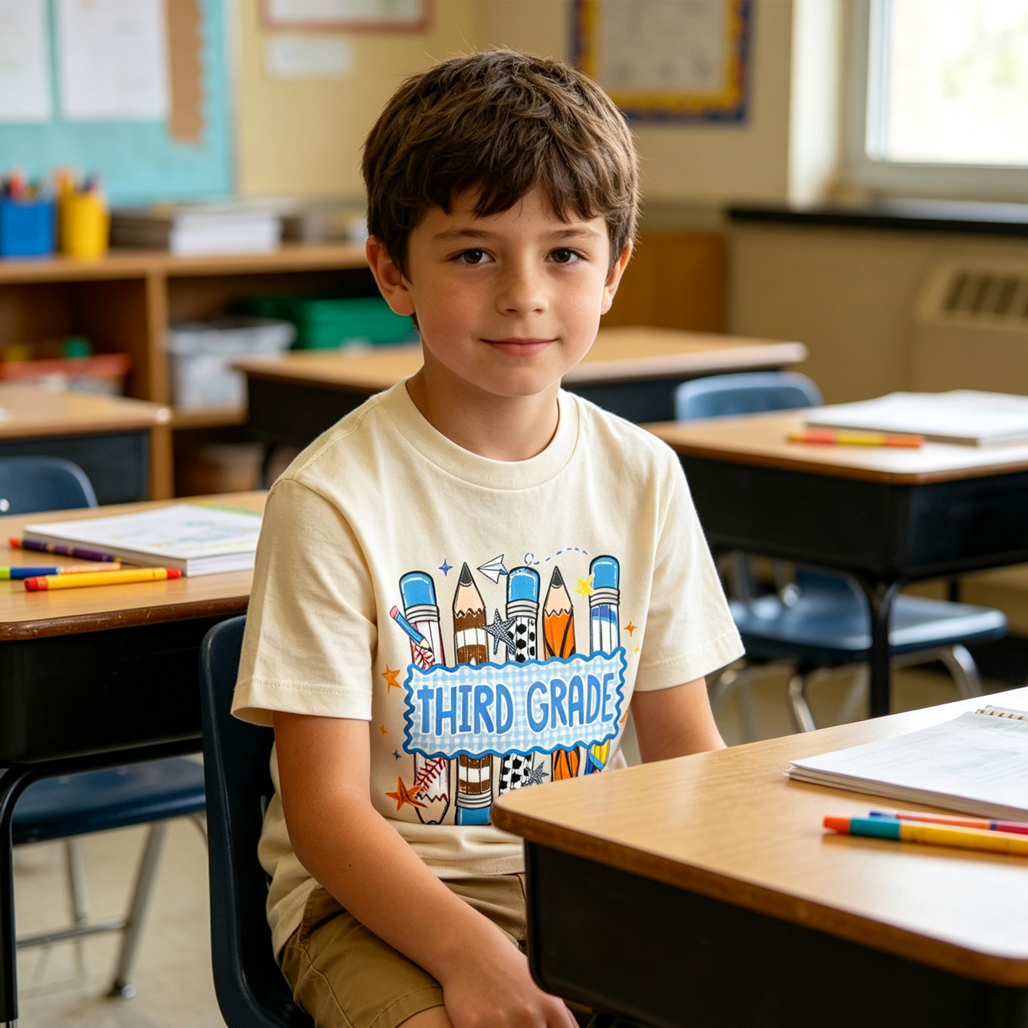 Personalized Sports Pencil Graphic Kids T-Shirt Back To School  Gift for Kids