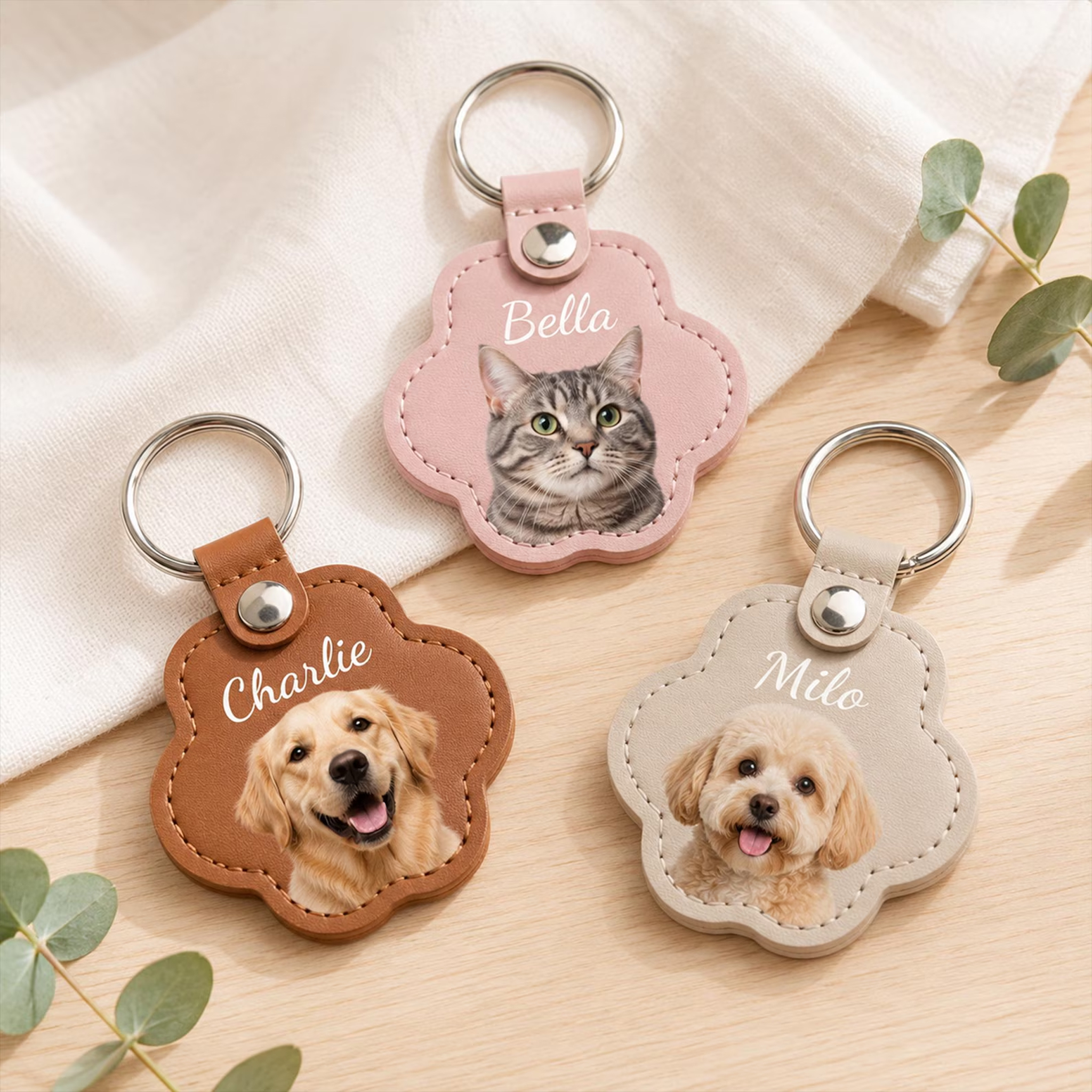 Personalized Pet Fur Keepsake Keychain Custom Dog Cat Memorial Keyring, Pet Hair Holder Paw Print Photo Charm Pet Loss Gift