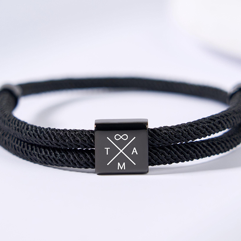 Personalized Adjustable Sliding Knot Bracelet for Dad Individual Engraving Bracelet Dad Bracelet Custom Initials Dad Birthday Gift