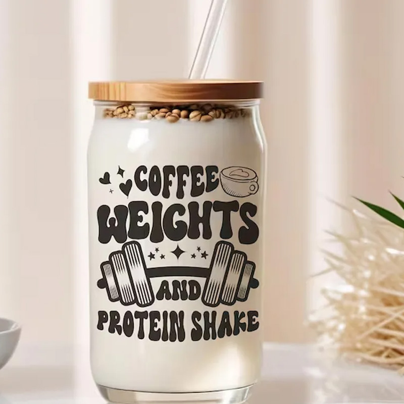 Personalized Gym Water Glasses Gym Lover Cup Beer Can Glass with lid straw Workout Iced Coffee Gift for Gym Girl