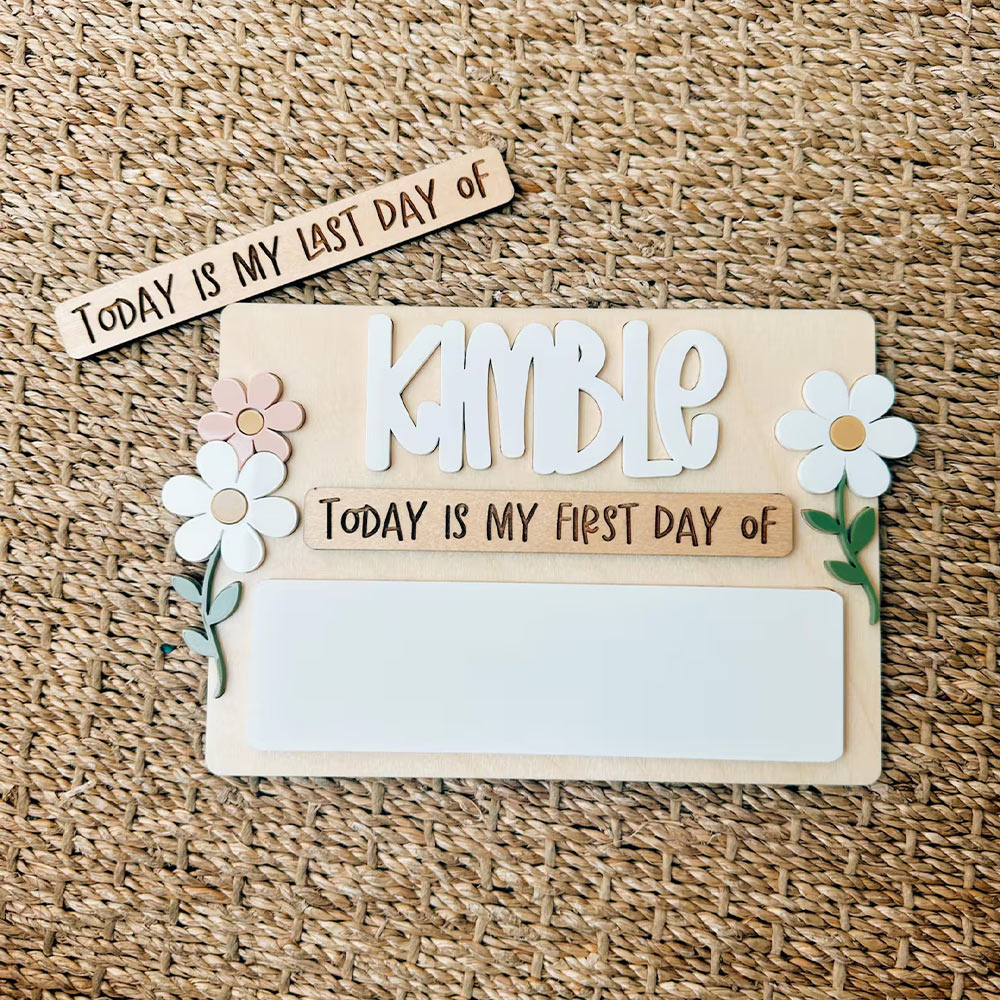 Personalized Floral First Day of School Sign Last Day of Sign Back to School Sign