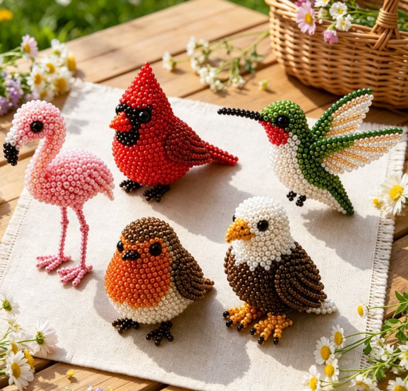 Personalized DIY Bead Bird Handmade Beading Kit Cute Animal Ornament Craft Gift For Adults Bird Lover Home Decor