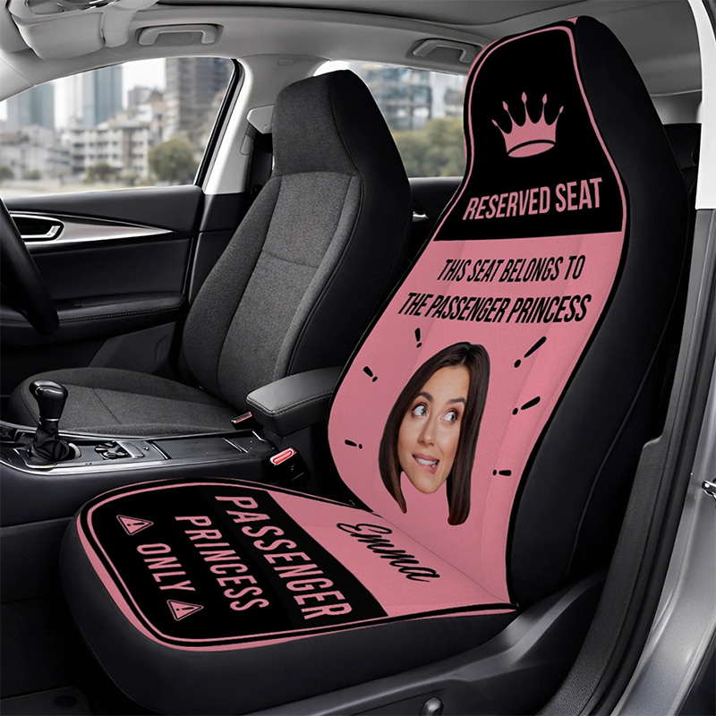 Personalized Reserved For Princesses Only Photo Car Seat Cover Gift for Wife Girlfriend Unique Car Gift