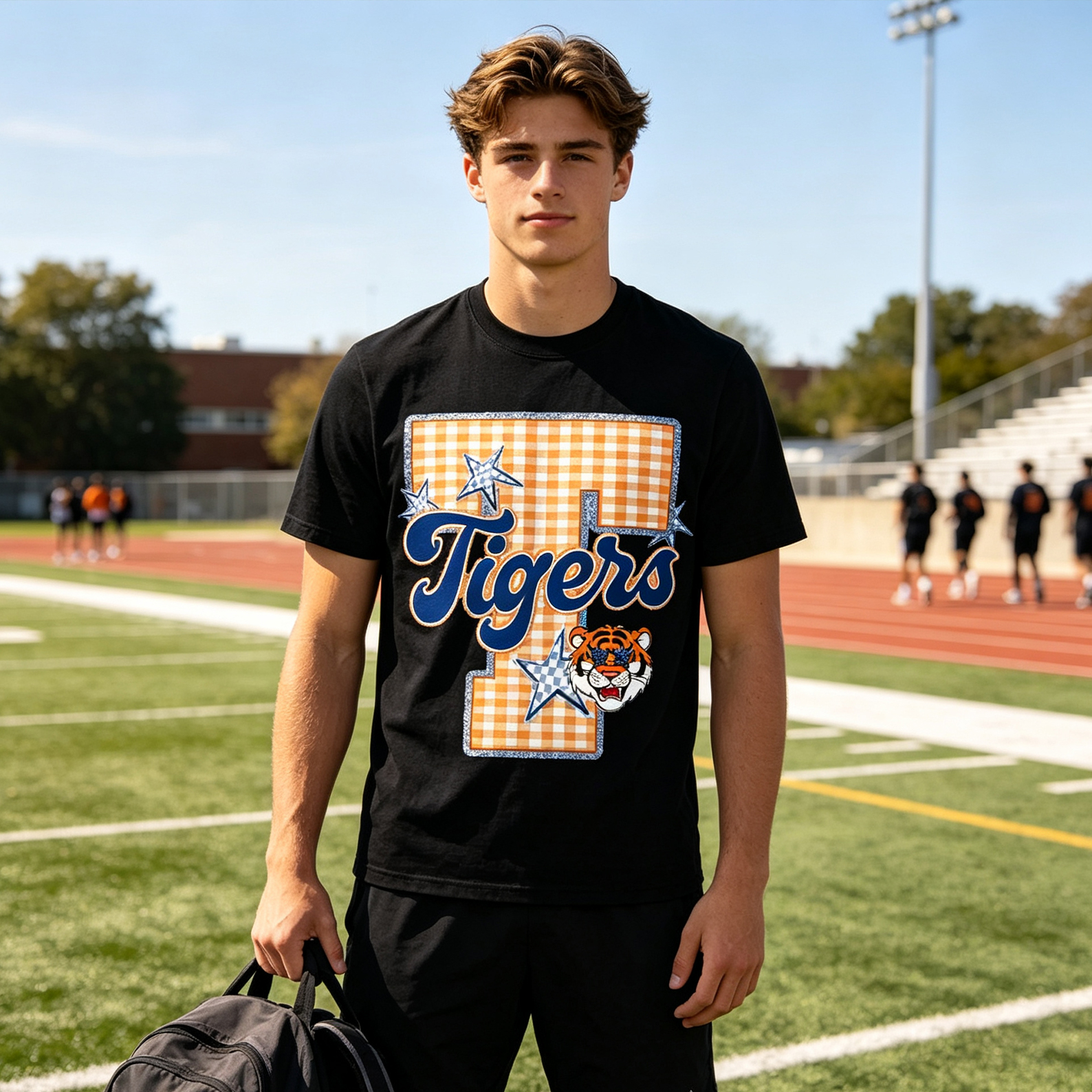 Personalized Gingham School Mascot Game Day Retro Design School Team Varsity Letters Back To School Gift