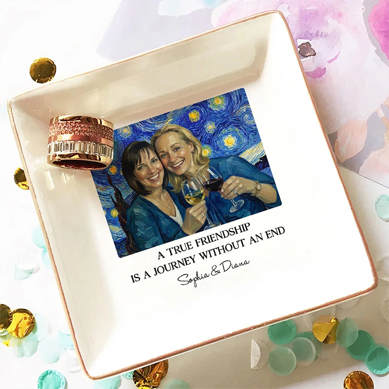 Personalized A True Friend is A Journey Without an End Jewelry Dish Friendship Jewelry Dish for Her Bestie Unique gift