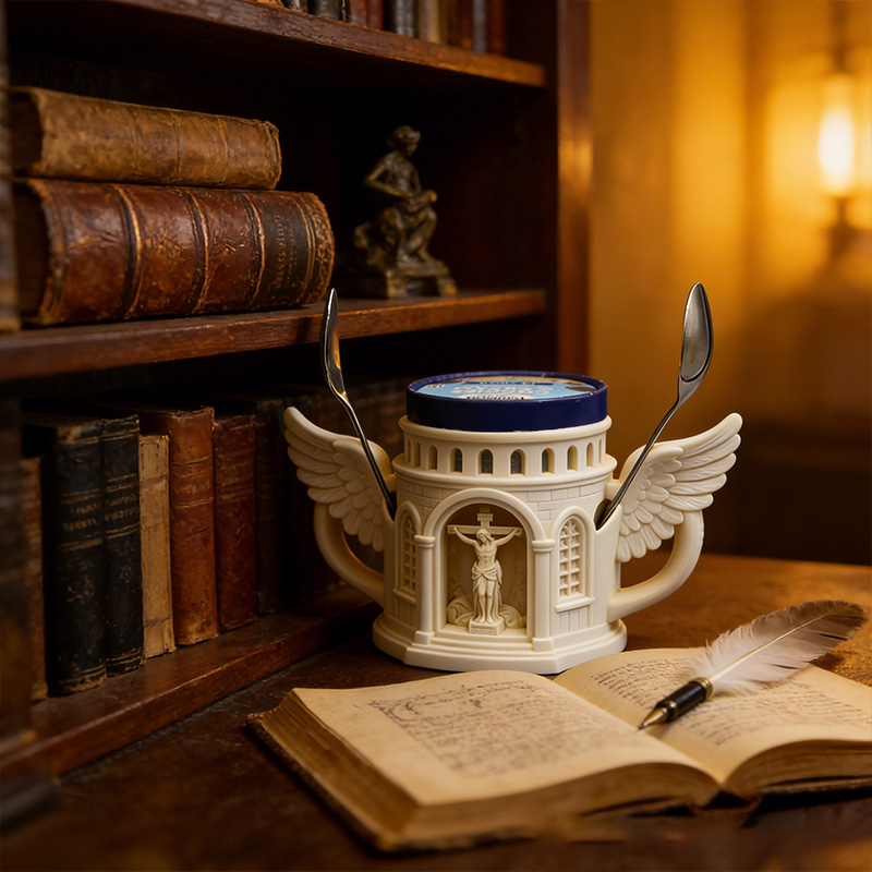 Personalized Jesus Angelic Wing Ice Cream Cozy Pint Holder 3D Printed with Spoon Slots Religious Gift for Christians