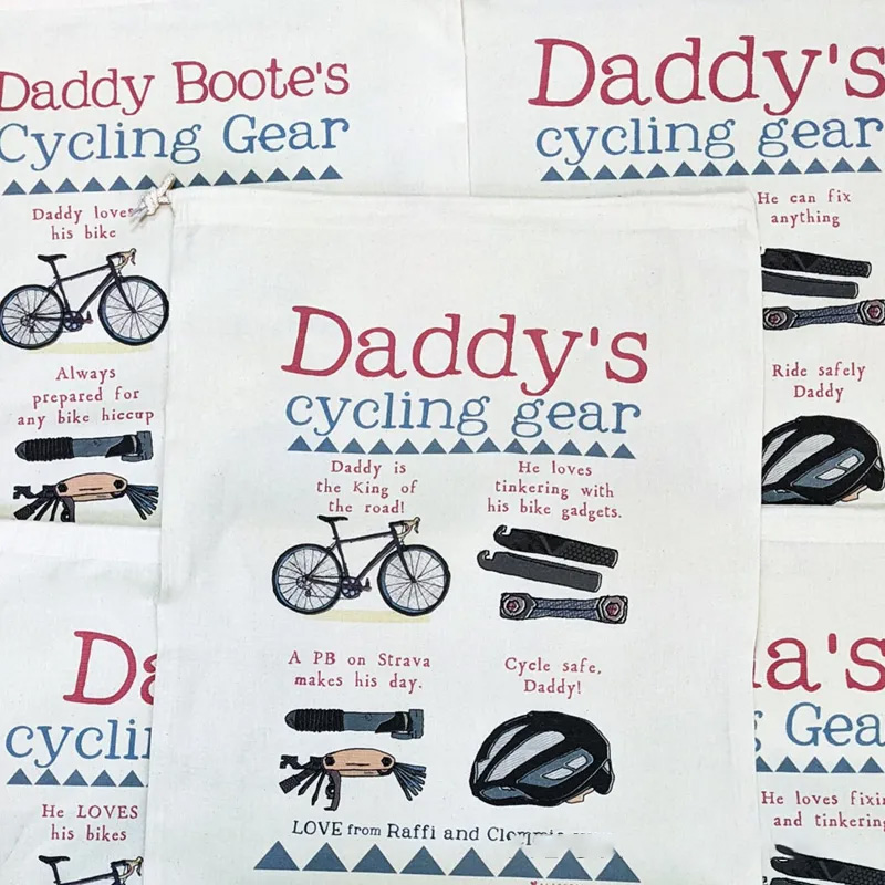Personalized Merry Christmas Sack Family Christmas Gift Wrap Bag Cycling Storage Sack Mountain Bike Gift Cotton Cycling Kit Sports Bag Gift for Cyclist Bicycle Biker Riding Lovers