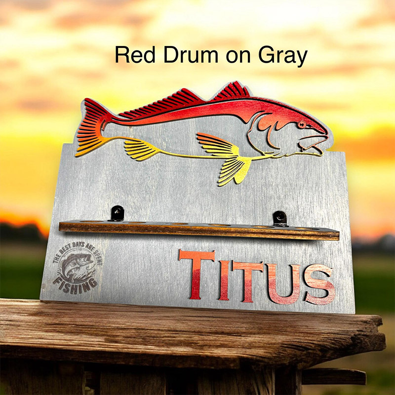 Personalized Reel Cool Dad Wood Fishing Rod Holder Custom Name 6-Rod Wall Rack for Dad Grandpa Fishing Lovers