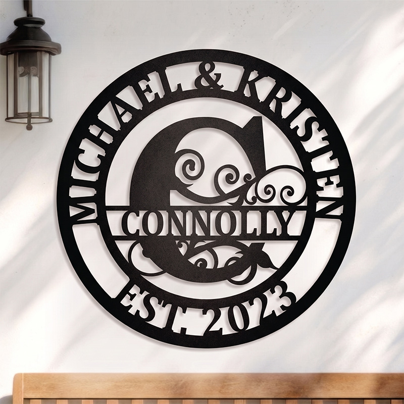 Personalized Family Name Metal Sign Custom Initial Metal Monogram Last Name Sign Family Gift Housewarming Gift Home Decor 