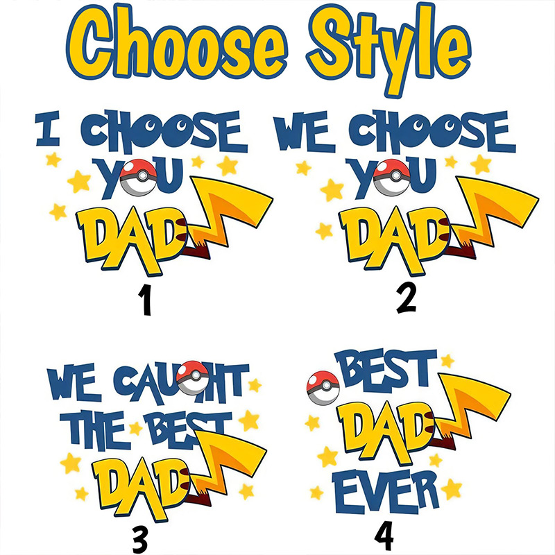 Personalized We Choose You Dad Wooden Sign PokeDad Birthday Gift Custom Cartoon Monster Family Name Plaque Wood Desk Decor