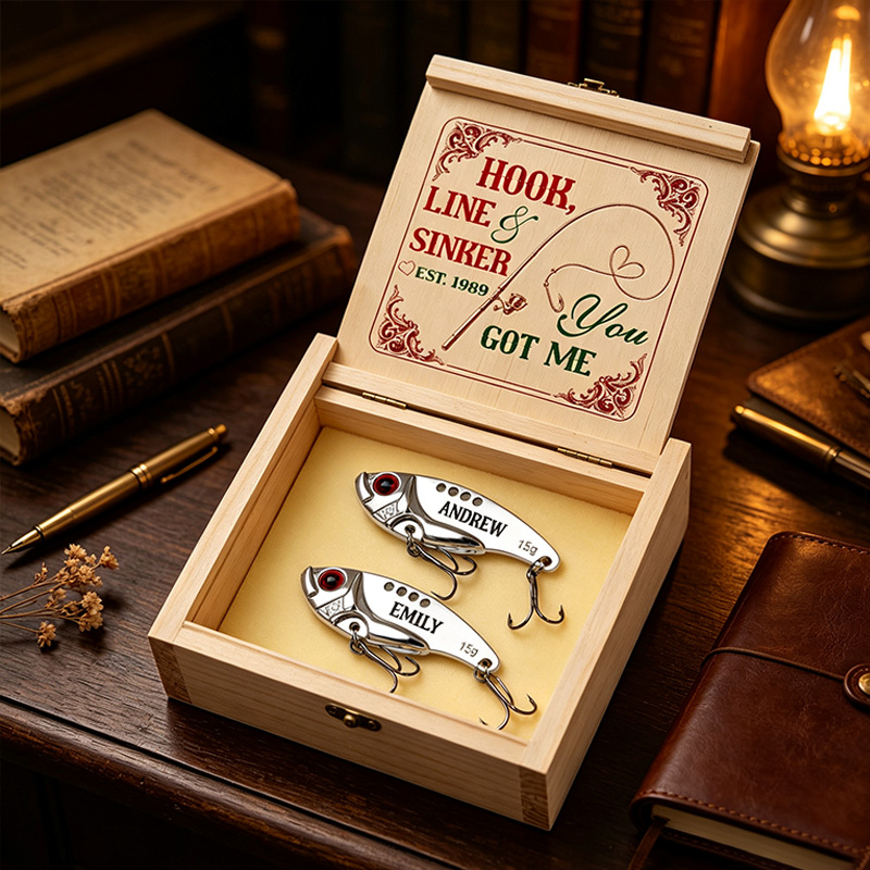 Personalized Hooked on You Forever Fishing Lure for Couple