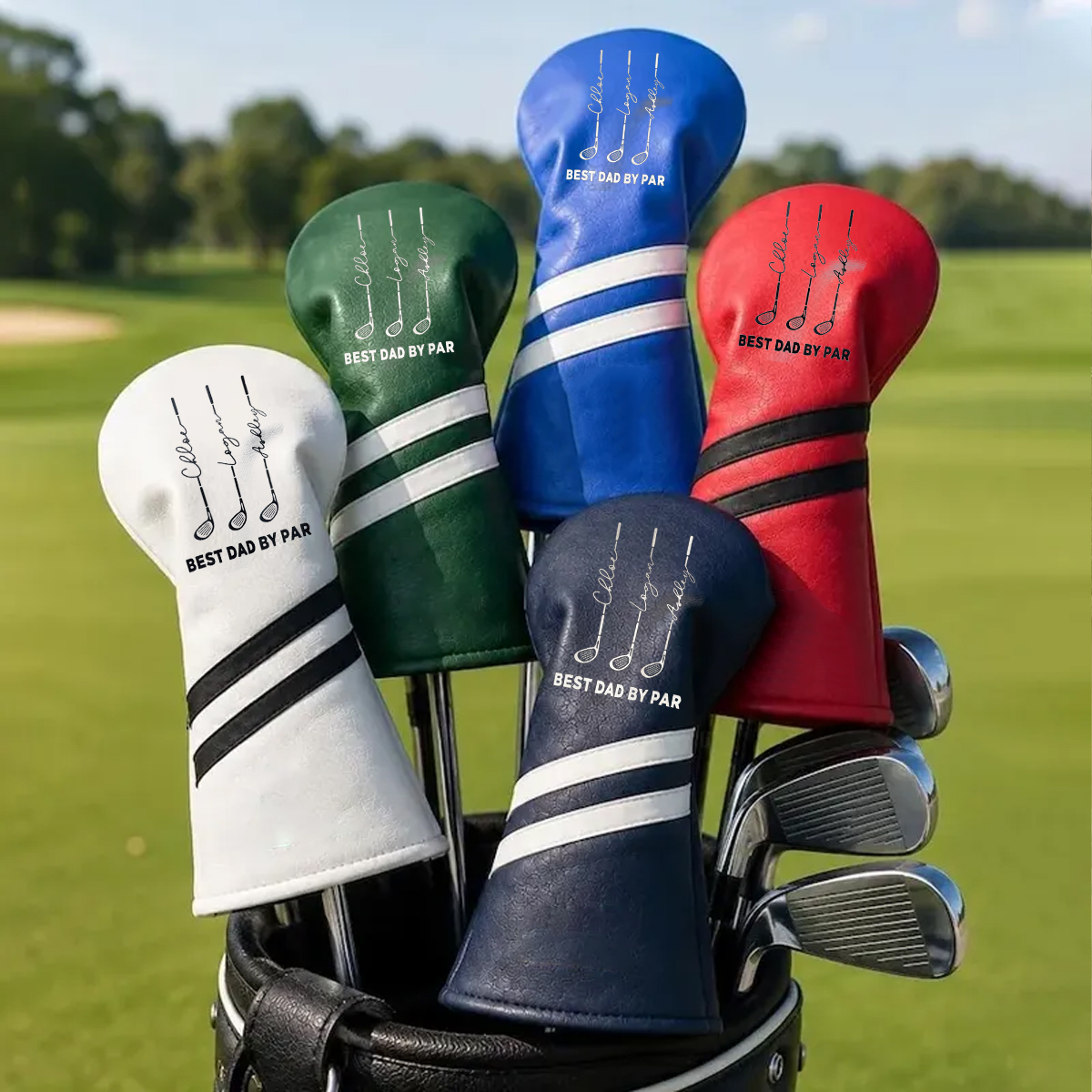 Personalized Golf Club Headcovers Best Dad By Par Custom Names Gift for Golf Dad
