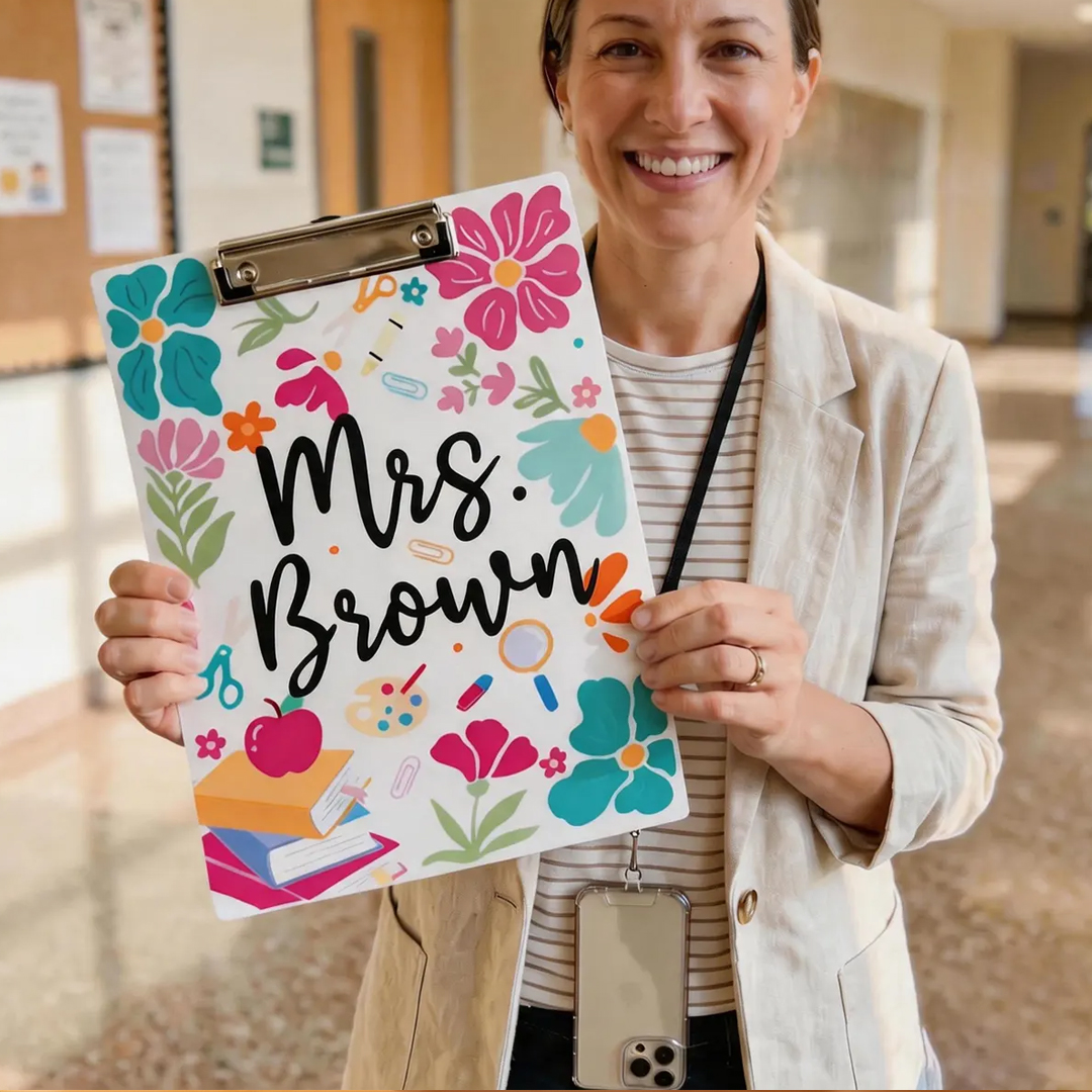 Personalized Florals Teacher Clipboard Custom Name Acrylic Paper Clipboard Back To School Gift