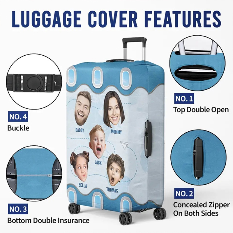 Personalized Photo Let's Get On The Family Vacation Luggage Cover Custom Family Summer Vacation Gift For Family Members