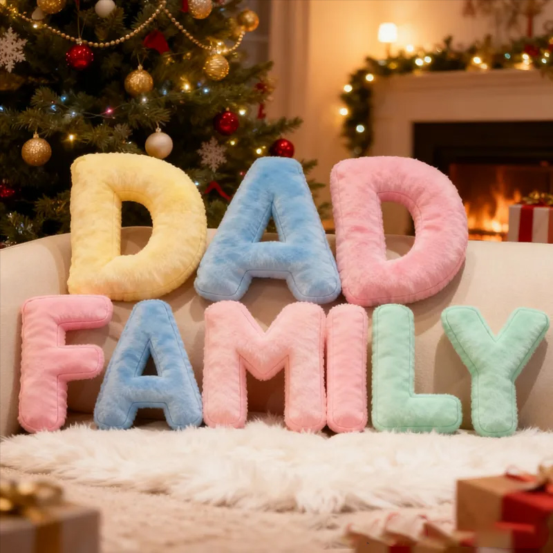 Personalized Graphic 3D Print Pillows Letter Shape Pillows Decor Christmas Gifts for Family