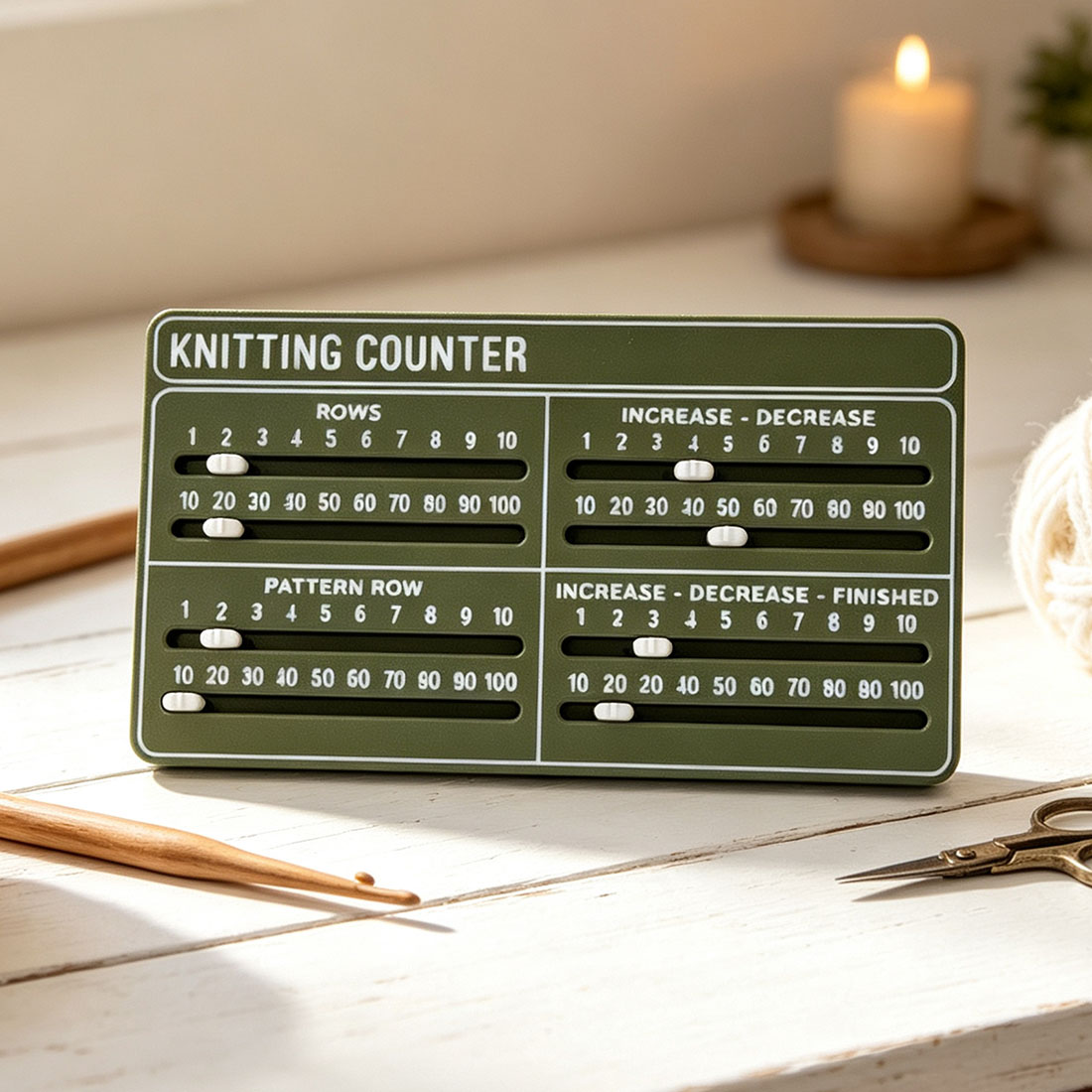 Travel Knitting Counter 3D Printed Row Tracker with Sliders for Crochet Weaving and Knitting