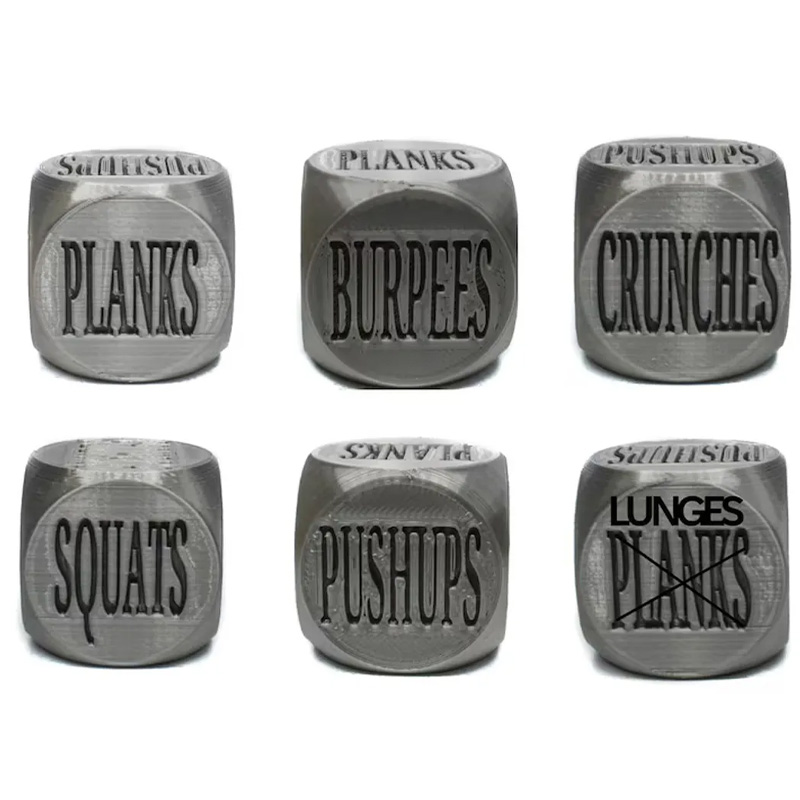 Personalized 3D Printed Exersize Workout Dice Set of 2 Unique Large 1.4" dice Excersize and Quantity Gift for Friends Gym Rat Gym Lovers