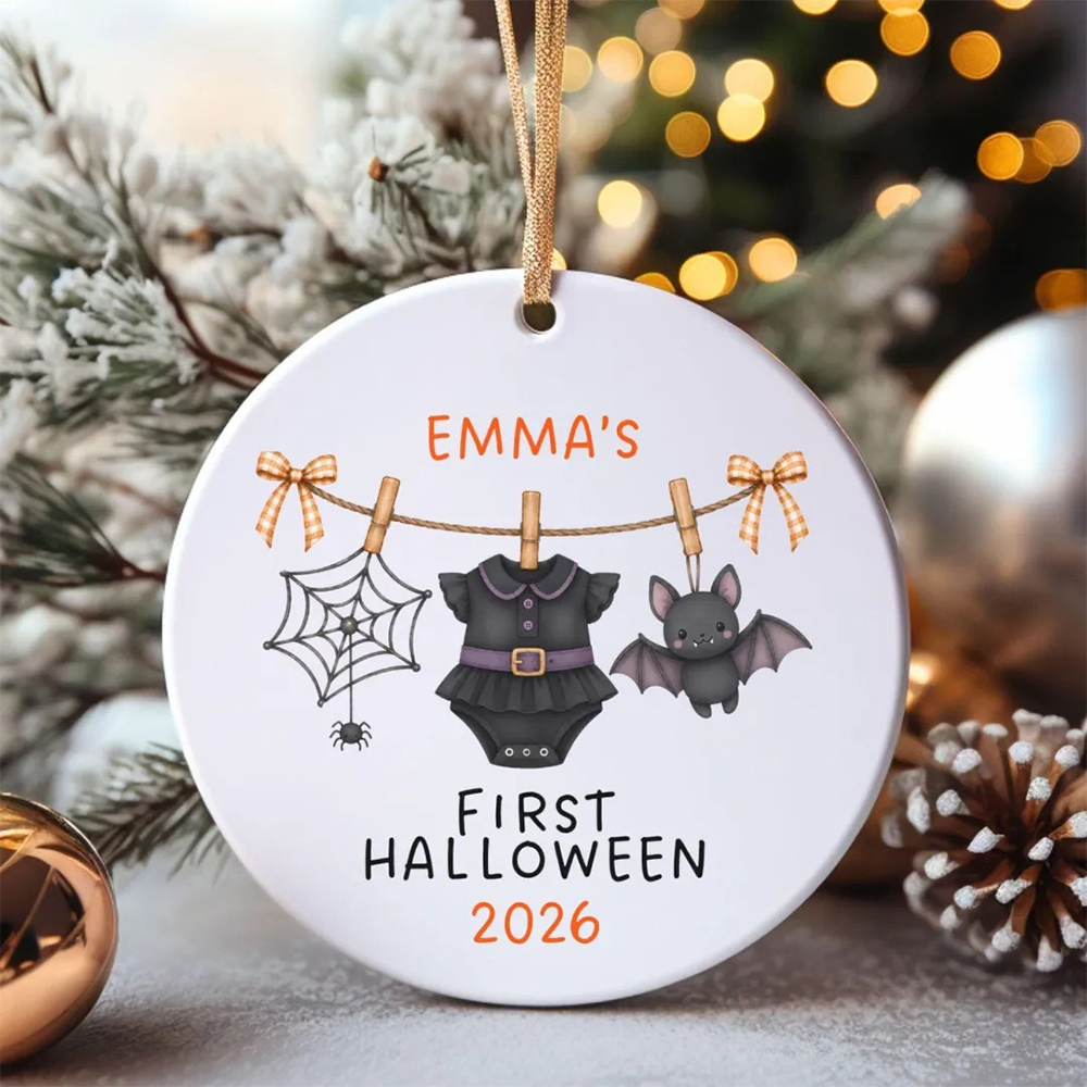 Personalized First Halloween Baby Ornament Custom Name & Year Keepsake