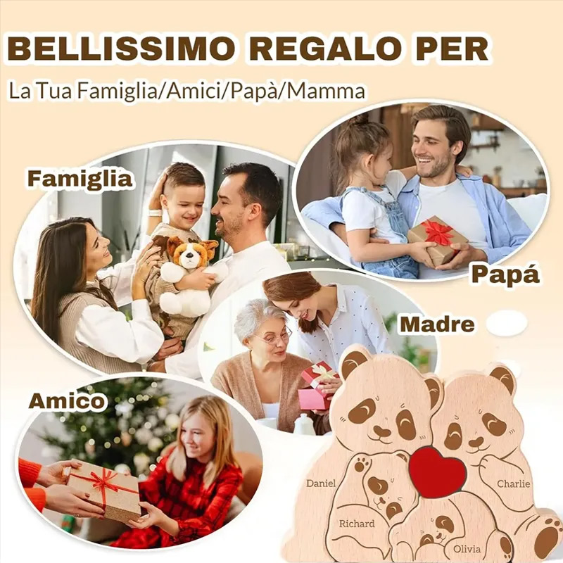 Personalized Wooden Family Puzzle, Mothers Day Gift, Adoption Gift Custom Panda Decor Wooden Keepsake Family Gift