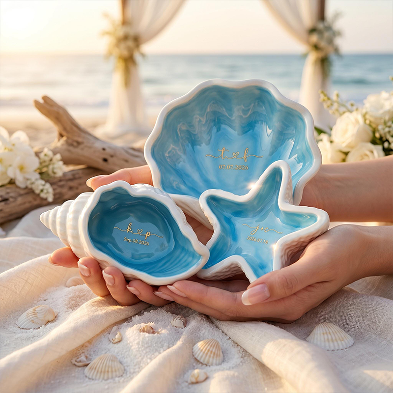 Personalized Ceramic Trinket Dish Personalized Ring Holder with Name&Date Top Bridesmaid Gift for Wedding Party 