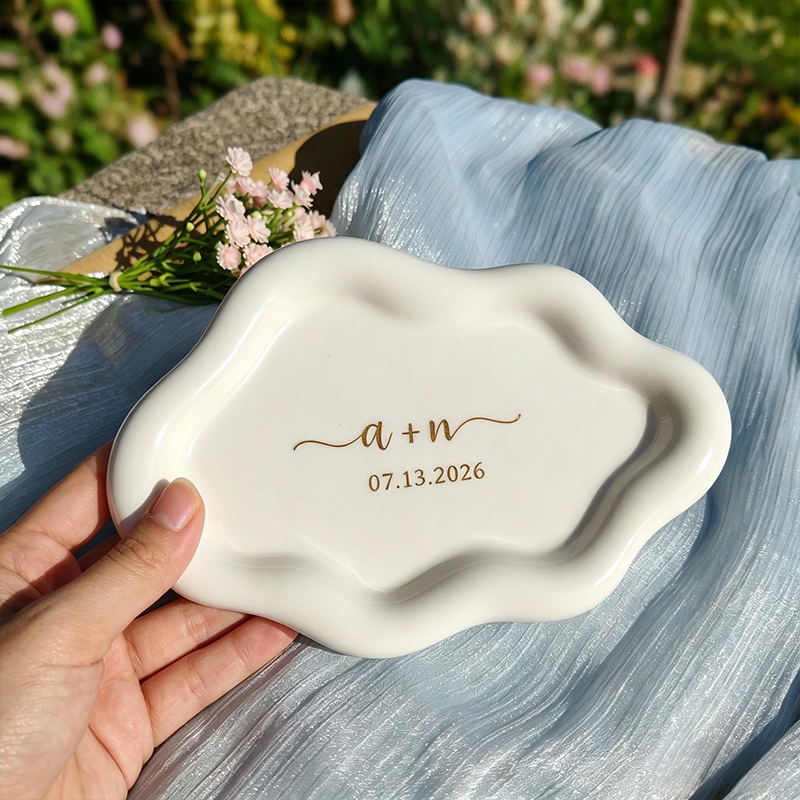 Personalized Initials Jewelry Tray for Bride Custom Wedding Cloud Trinket Dish Personalized Engagement Ring Holder Bridesmaid Proposal Gift