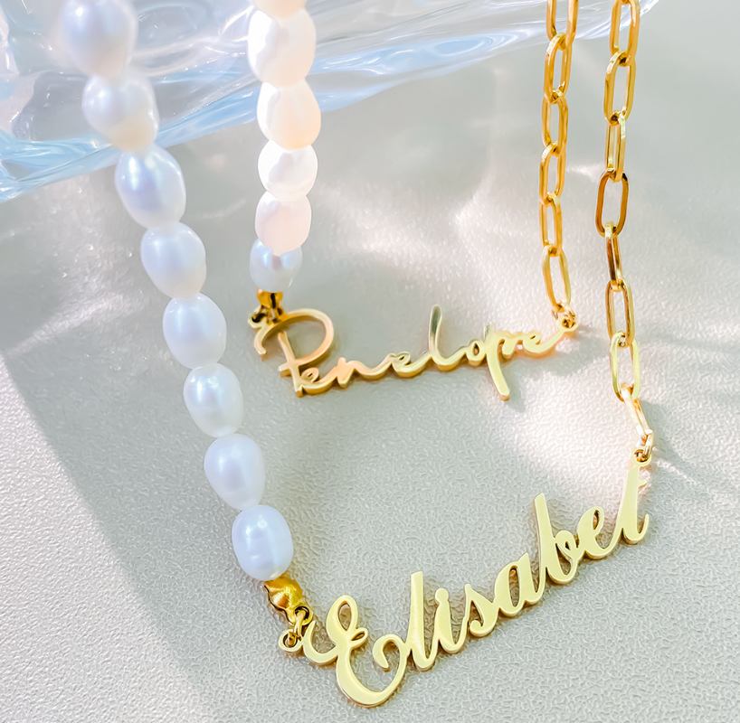 Personalized Pearl Name Necklace for Her Girlfriend Valentine's Day Gift Delicate Pearl & Paperclip Chain Necklace Anniversary Name Jewelry Necklace for Women Birthday Gift for Women