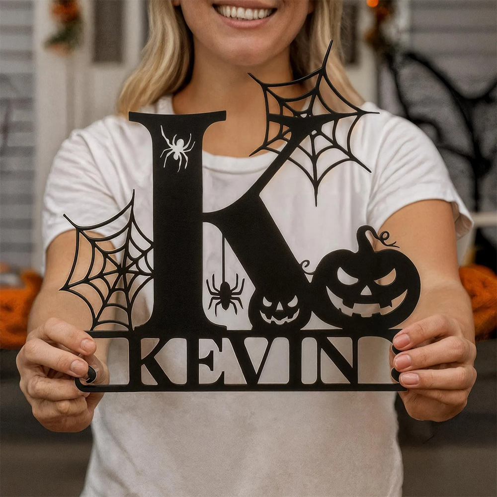 Personalized Halloween Initial Name Sign Door Decoration Halloween Gift