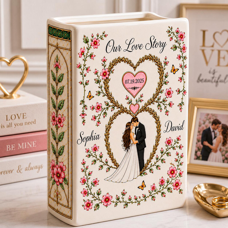 Personalized Book Vase With Name Couple Name Wedding Decor 2026