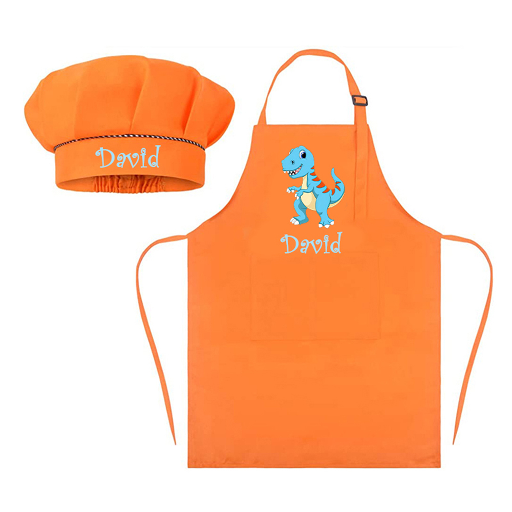 Personalized Kids Chef Apron and Hat Set Custom Name Colorful Gift for Kids