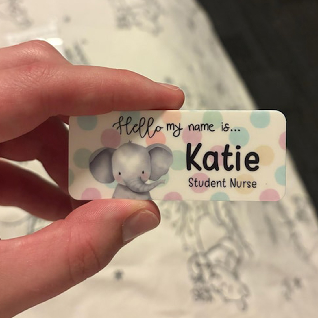Cute Animal Polka dot Name Badge Nurse Doctor Student Midwife  Hospital