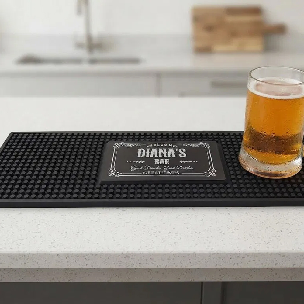 Personalized Bar Mat Home Bar Pub Accessories Art Rubber Bartender Mat