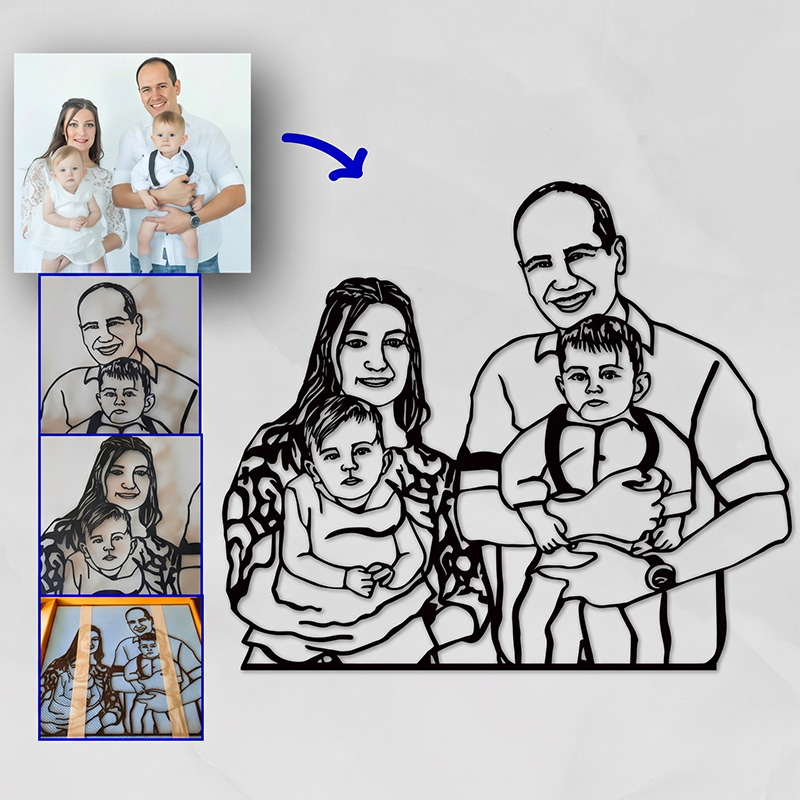 Personalized Metal Family Portrait from Photo Immortalize the Moment Anniversary Gift For Parent Laser Cut Metal Sign Handmade Family Gift