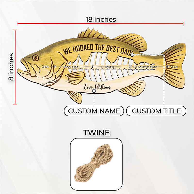 Personalized We Hooked The Best Dad Fish Ruler Custom Fishing Gift for Dad Fathers Day Gift Funny Fish Ruler for Dad Gift for Grandpa Fishing Buddy Gift