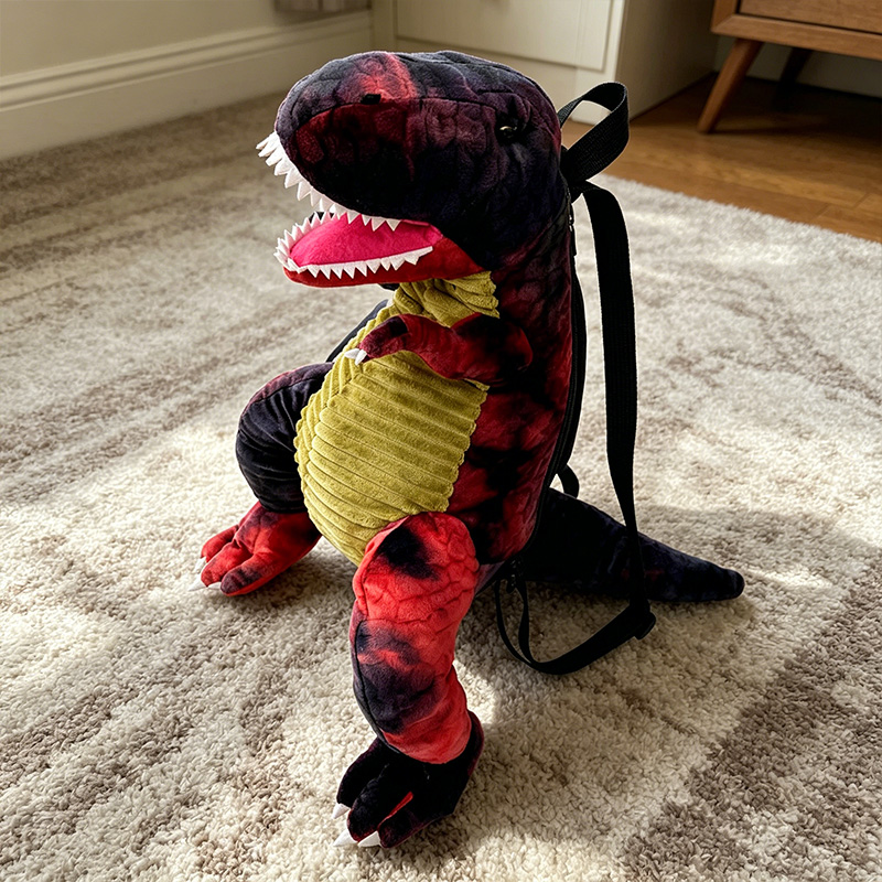 Personalized Hand Embroidered Kid Dinosaur Plush Backpack