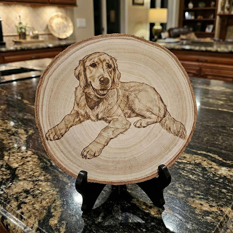 Personalized  Family Portrait Photo Engraved Wood Slice Keepsake Rustic Display Natural Wood Gift Custom Memory Art Home Decoration