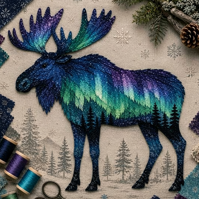 Northern Lights Wildlife Patchwork Kit