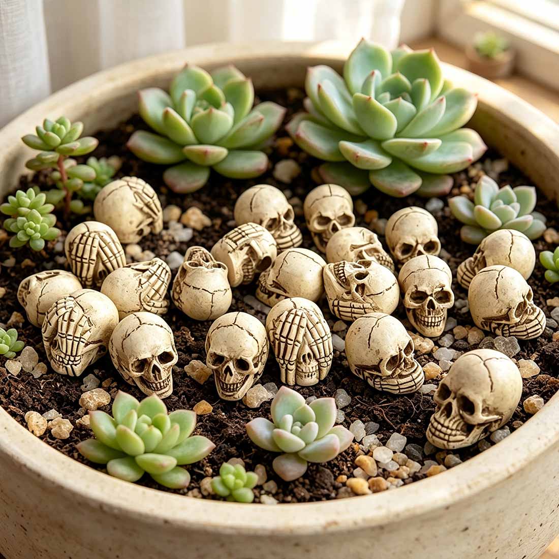 Mini Resin Skull Set Miniature Aged Bone Skulls for Succulent Gardens Terrariums & Gothic Decor Halloween & Year-Round Display