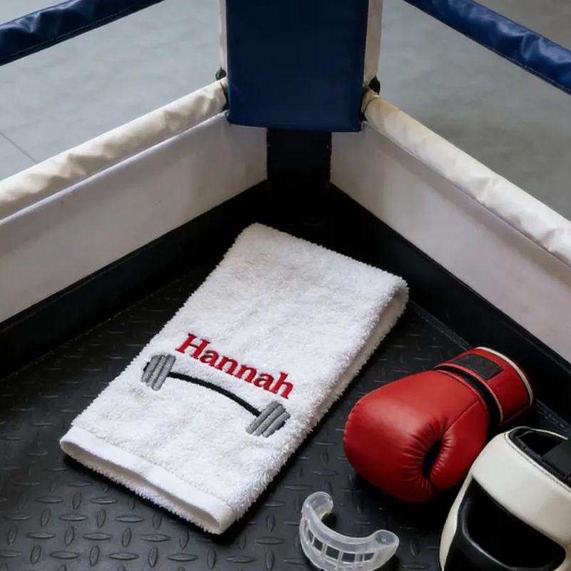 Personalized Barbell Gym Towel Embroidered Towel Hand Towel Workout Fitness Weightlifting Gift for Gym Lover