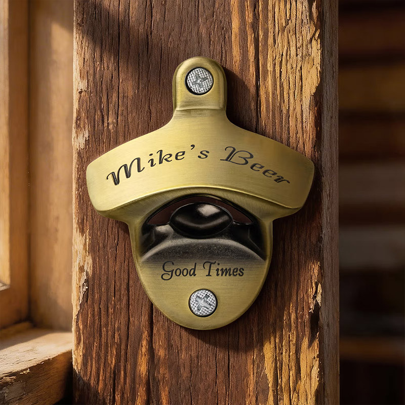 Personalized Vintage Wall-Mounted Bottle Opener with Engraved Text Home Bar Decor Birthday Father's Day Gift for Dad Family