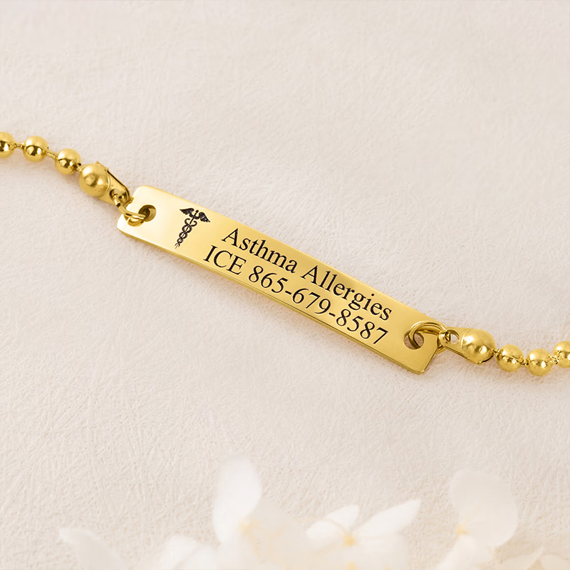 Personalized Engraved Medical Alert Bracelet with Text Birthday Gift for Women Patients Family Gift