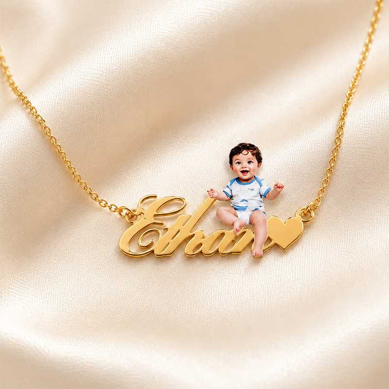 Personalized Heart Photo Design Necklace with Name Dainty Jewelry Birthday Anniversary Birthday Gift for Mom Grandma Mother's Day Gift