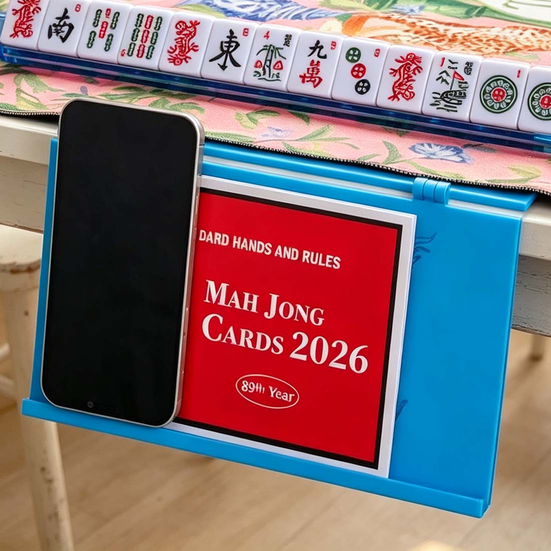 Personalized Peacock Space-Saving Foldable Mahjong Card Holder with Text Mahjong Table Accessory Family Gathering Gift for Mahjong Lovers