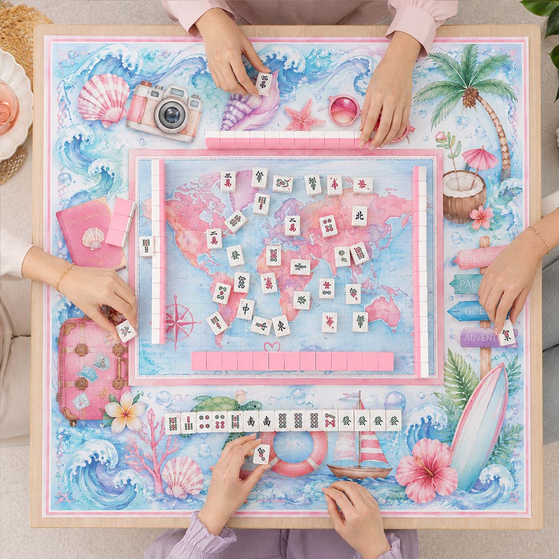 Wanderlust World Map Mahjong Mat